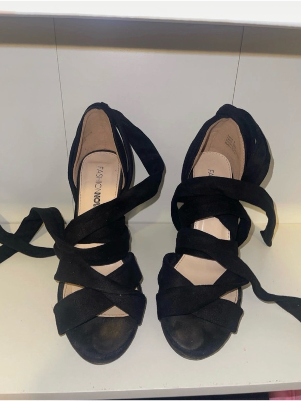Fashion Nova Black Crisscross Lace-Up Heels